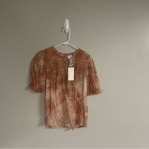 By the River Sheer Brown Blouse Size Medium
